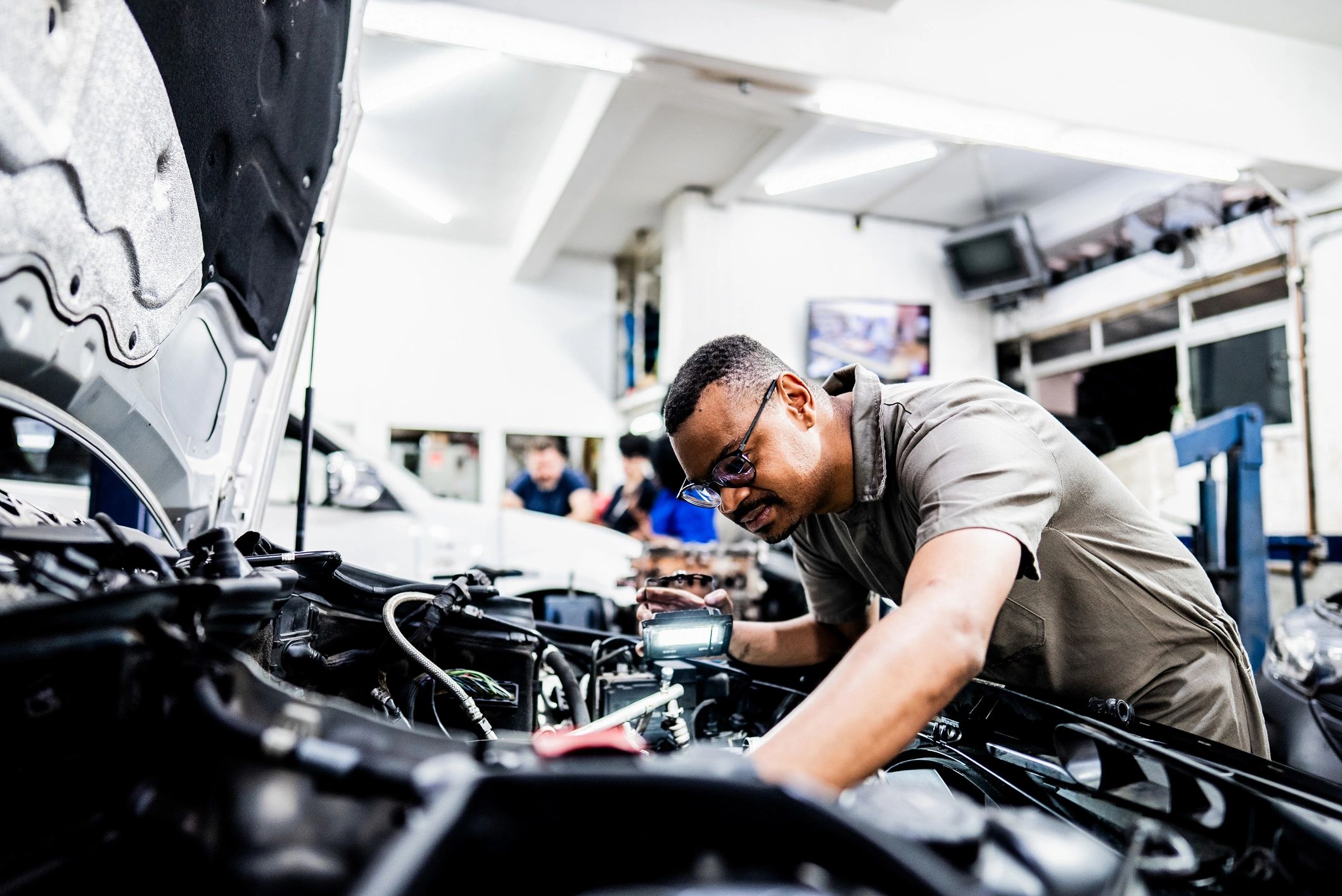 Technician working in a repair shop